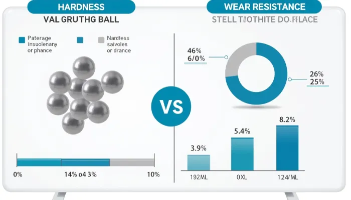 Infographic of steel grinding balls' hardness and wear resistance properties