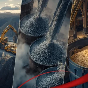 From-Mine-to-Mill Panoramic view showing the complete ore processing journey from open-pit mine to mill and flotation plant