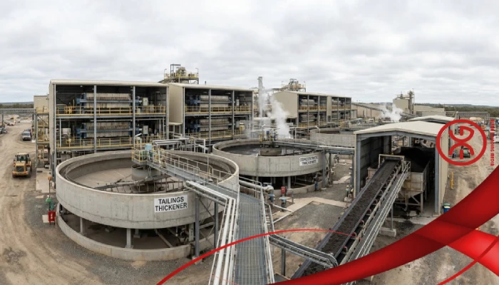 Industrial thickener and filtration units in a mineral processing plant for concentrate dewatering and tailings management